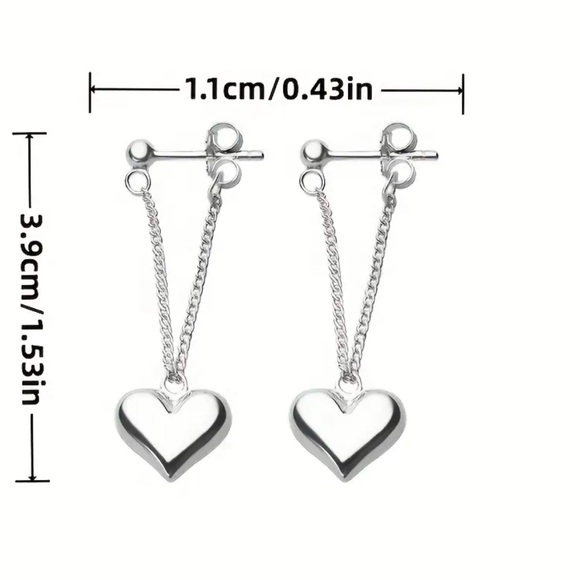 🎄3 for $23🎄Silver Heart Chain Earrings - Picture 3 of 4